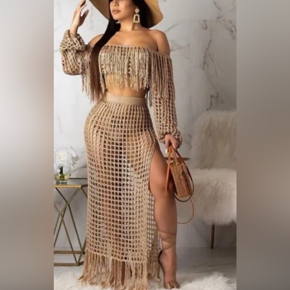 FRINGED TASSEL SUMMER BEACH DRESS WOMEN OFF SHOULDER